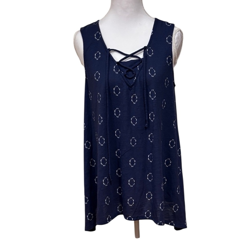Sonoma Navy Blue Tank Top with White Pattern